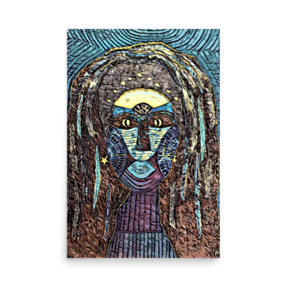 Nut's Face Print-Blue, Brown and Teal - Image 4
